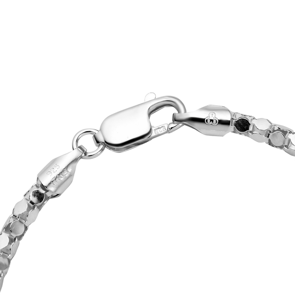 JCK Vegas Collection Sterling Silver Round Mirror Bracelet (Size 8) With Lobster Clasp, Silver Wt 4.70 Gms