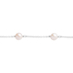 Japanese Akoya Pearl (6mm) Station Necklace (Size - 20) in Rhodium Overlay Sterling Silver