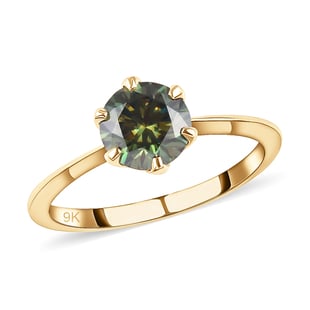 Collectors Edition 1 Ct AAA Green Moissanite Ring in 9K Yellow Gold