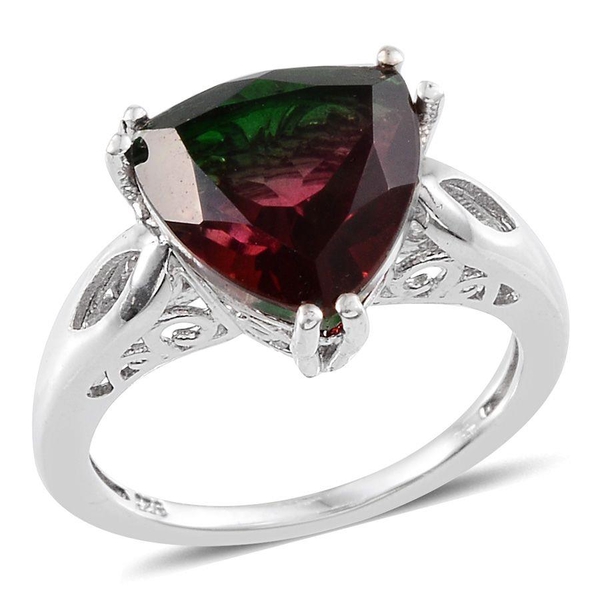 Tourmaline Colour Quartz (Trl) Solitaire Ring in Platinum Overlay Sterling Silver 4.750 Ct.