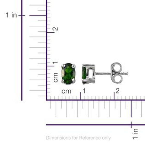 Chrome Diopside (Ovl) Stud Earrings (With Push Back) in Platinum Overlay Sterling Silver 1.000 Ct.