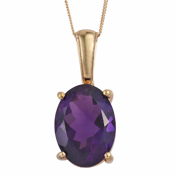 AA Lusaka Amethyst (Ovl) Pendant With Chain in 14K Gold Overlay Sterling Silver 11.750 Ct.