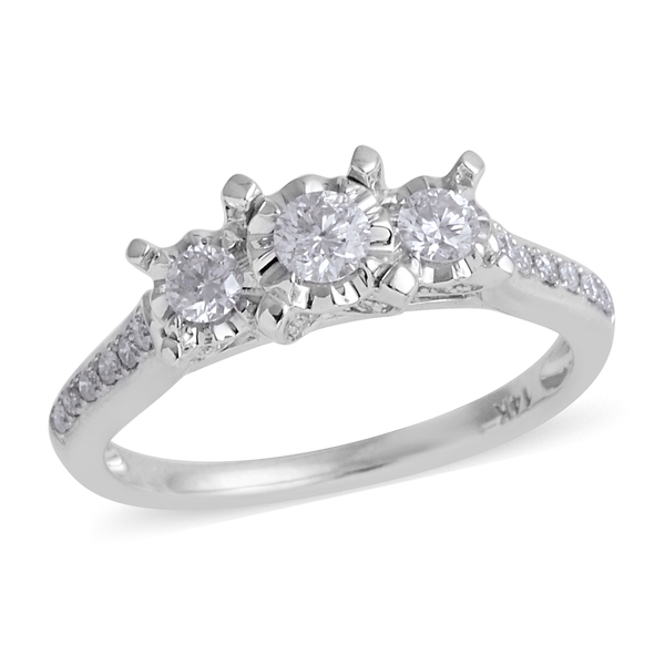 Limited Available- New York Close Out- 14K White Gold Diamond (Rnd) (I2-I3/G-H) Ring 0.500 Ct.