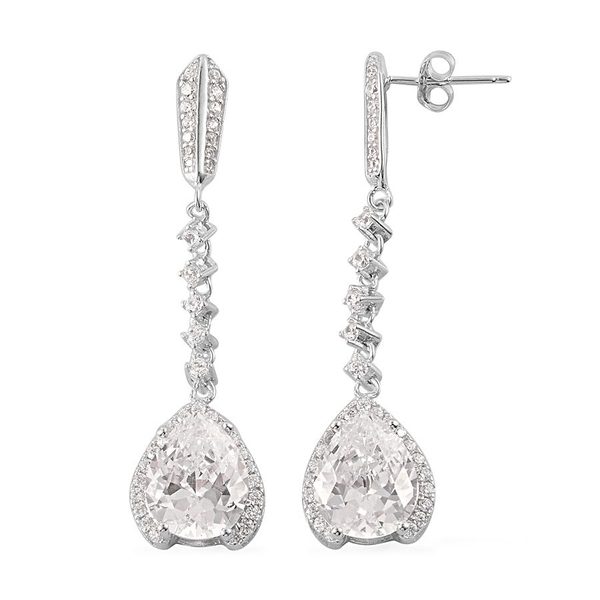 ELANZA AAA Simulated White Diamond Earrings (with Push Back) in Rhodium Plated Sterling Silver