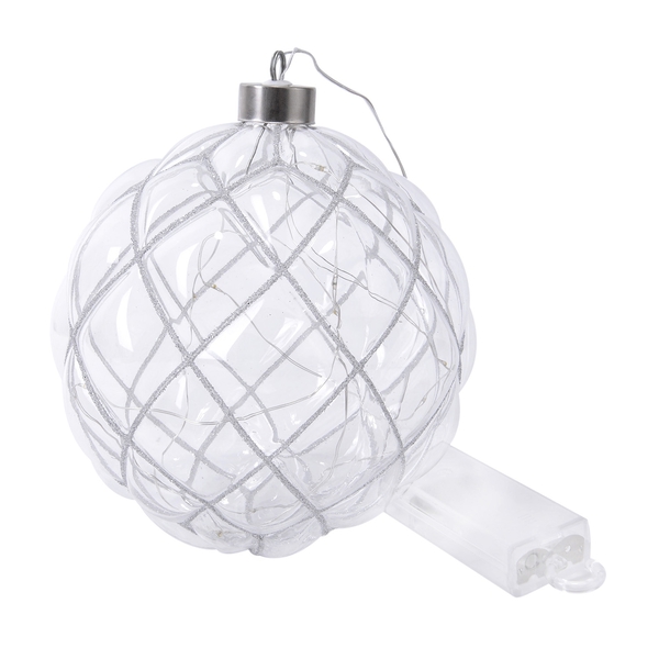 White Hanging Glass Ball with LED Lights