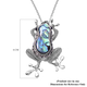 Abalone Shell, Black Austrian Crystal and Simulated Grey Spinel Jumping Frog Pendant with Chain (Size 20 with 2 inch Extender) in Silver Tone