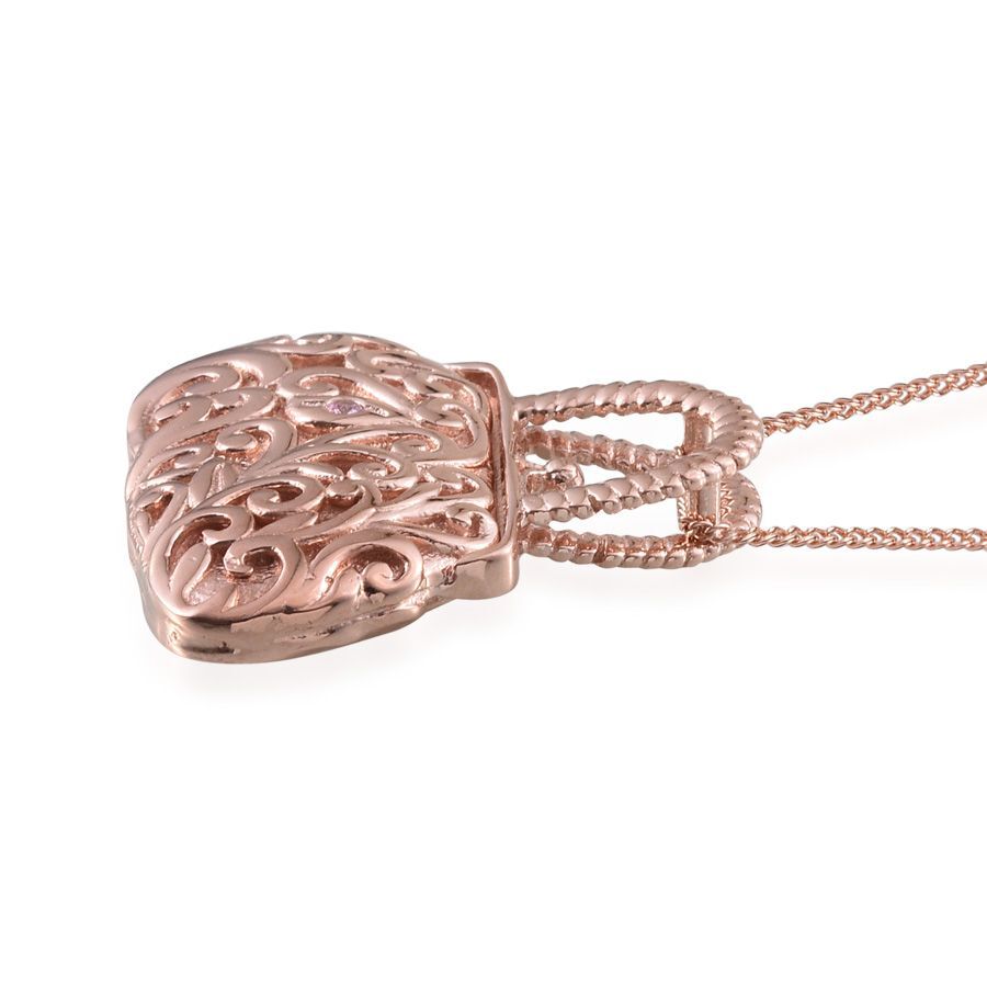 Stefy Pink Sapphire (Rnd) Purse Pendant With Chain in Rose Gold Overlay Sterling Silver