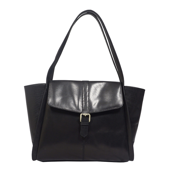 Assots London Genuine Leather Shoulder Bag - Black