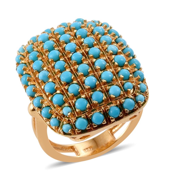Arizona Sleeping Beauty Turquoise (Rnd) Ring in 14K Gold Overlay Sterling Silver. No of Stones 61 pc