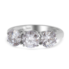 Moissanite Ring (Size O) in Rhodium Overlay Sterling Silver 2.50 Ct.