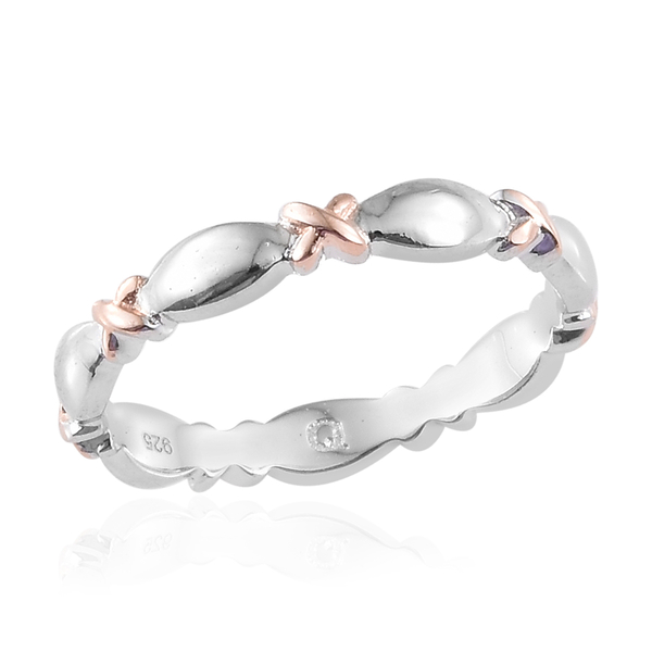 Platinum and Rose Gold Overlay Sterling Silver Band Ring