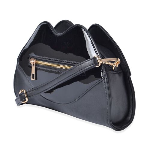 Designer Inspired Lip Design Black Colour Crossbody Bag (Size 23x15x6 Cm) - 2438493 - TJC