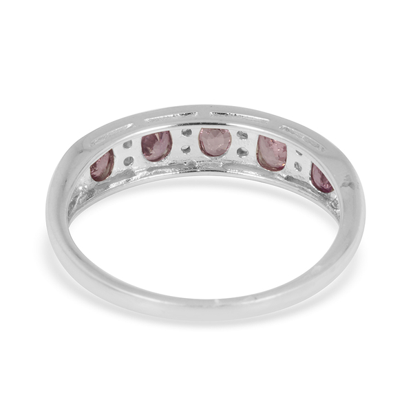 9K W Gold Pink Sapphire (Ovl), White Zircon Ring 1.100 Ct.