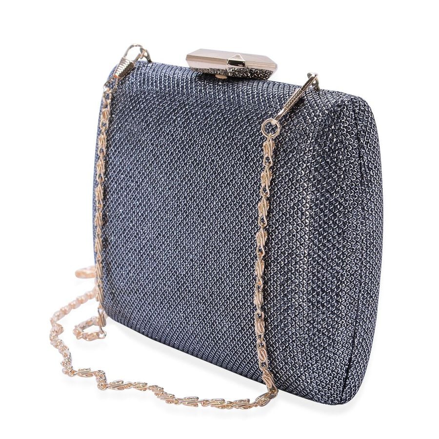 Silver Grey Colour Clutch Bag with Removable Chain Strap (Size 18x12 Cm