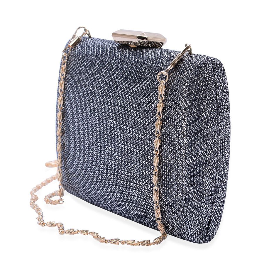 Silver Grey Colour Clutch Bag with Removable Chain Strap (Size 18x12 Cm) - 2304802 - TJC