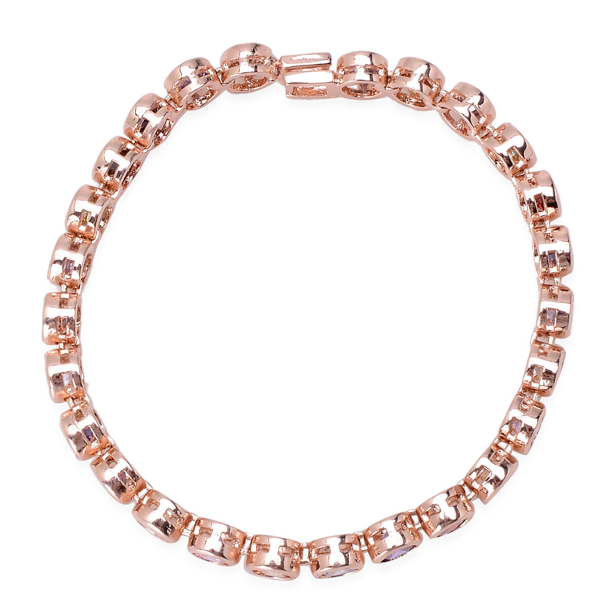 AAA Simulated Multi Colour Diamond Bracelet in Rose Gold Tone (Size 7.5)
