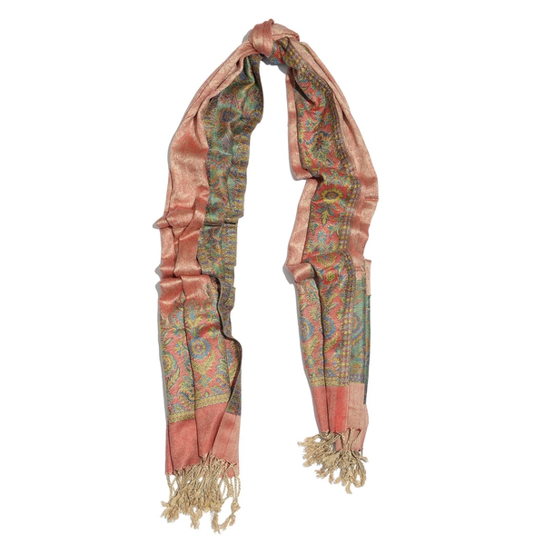 Pink, Red and Multi Colour Scarf with Tassels (Size 180x70 Cm)