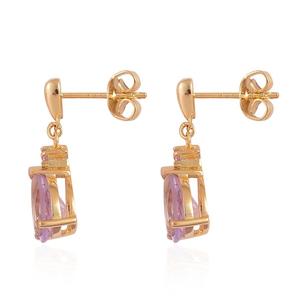 Rose De France Amethyst (Pear) Earrings (with Push Back) in Yellow Gold Overlay Sterling Silver 2.520 Ct.