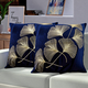 Set of 2 - Ginkgo Leaves Pattern Velvet Cushion Cover (Size 45 Cm) - Navy & Gold