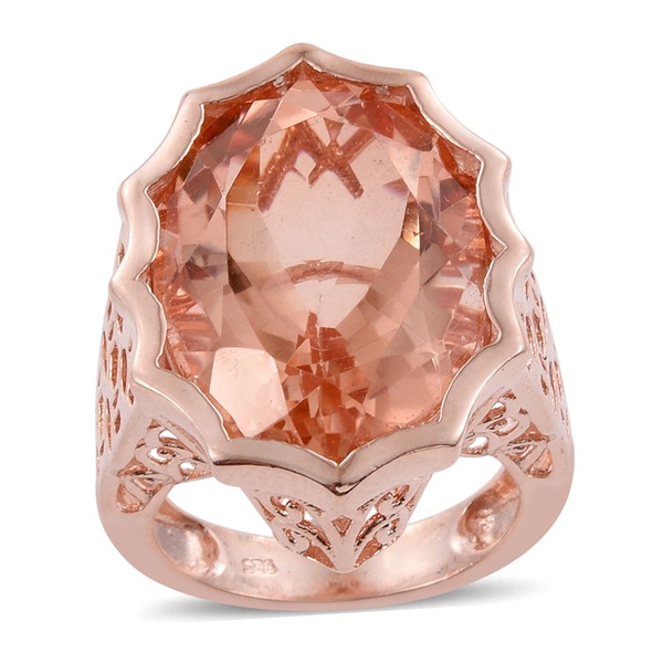 Galileia Blush Pink Quartz (Ovl) Ring in Rose Gold Overlay Sterling Silver 19.250 Ct.