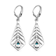 Arizona Sleeping Beauty Turquoise and Natural Cambodian Zircon Dangling Earrings ( With Lever Back) in Platinum Overlay Sterling Silver