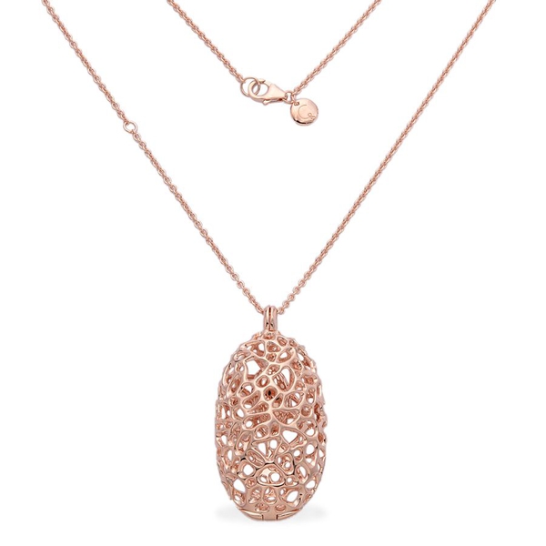 RACHEL GALLEY Rose Gold Overlay Sterling Silver Charmed Pebble Necklace (Size 30), Silver wt 28.66 G