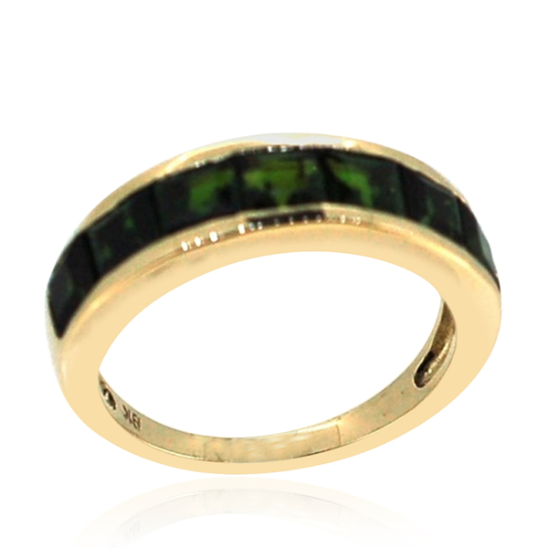 9K Y Gold Chrome Diopside (Sqr) Half Eternity Band Ring 2.500 Ct.