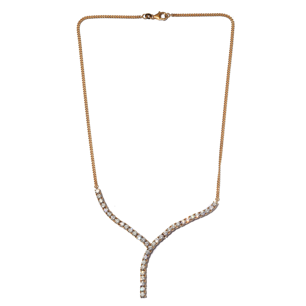 Lustro Stella 14K Gold Overlay Sterling Silver Necklace (Size 18) Made with Finest CZ 11.51 Ct, Silver wt 10.64 Gms