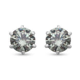 Simulated Colour Change Gemstone Solitaire Stud Earrings (with Push Back) in Rhodium Overlay Sterlin