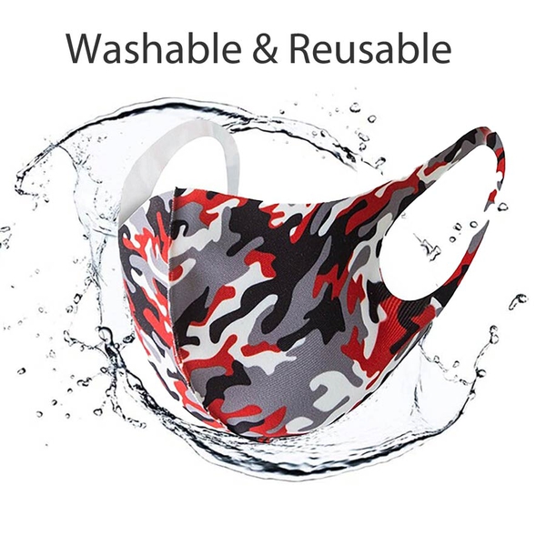 Reusable Washable Face-Mask - Red and Grey
