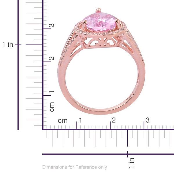 ELANZA AAA Simulated Pink Sapphire and Simulated White Diamond Ring in Rose Gold Overlay Sterling Silver