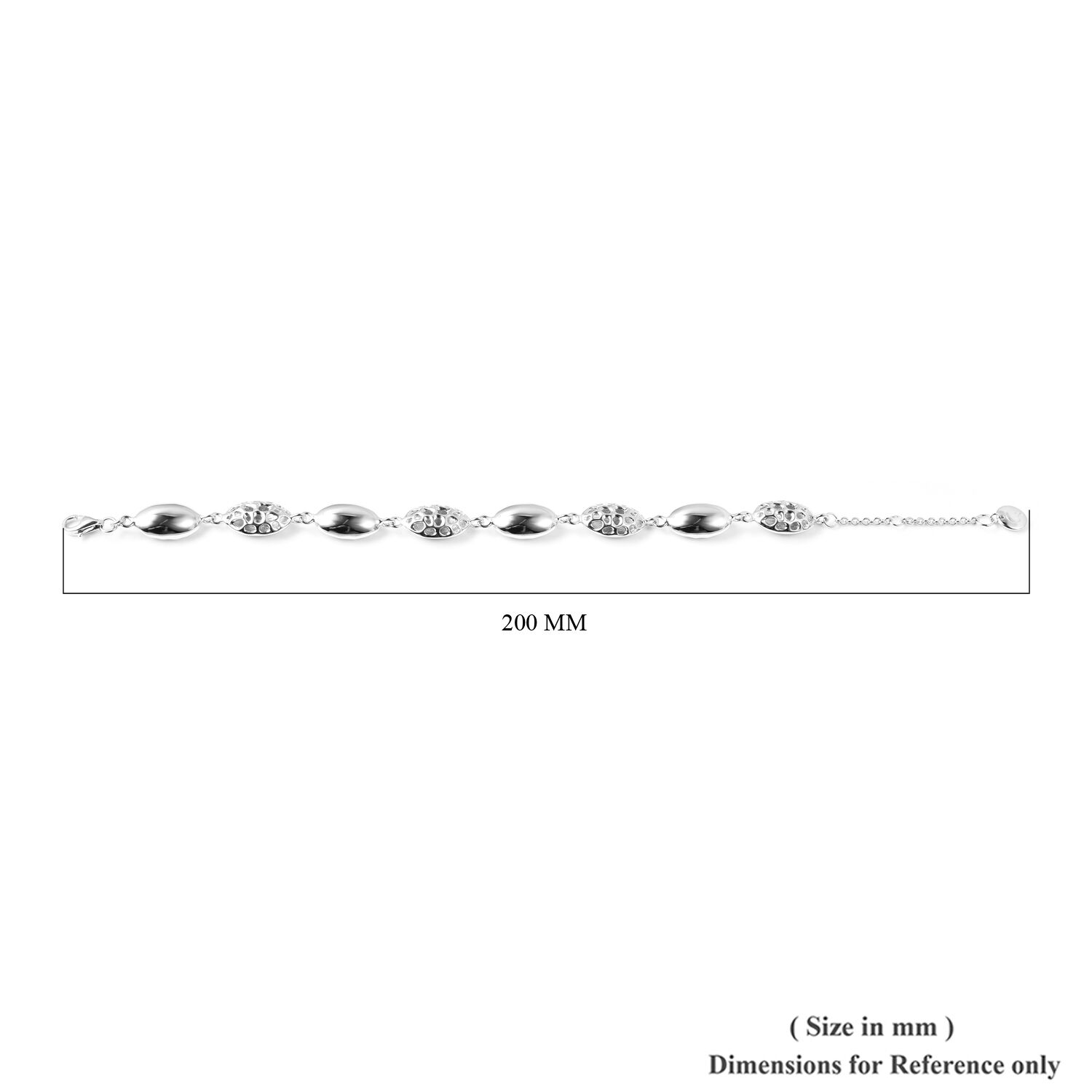 RACHEL GALLEY Pebble Collection -  Rhodium Overlay Sterling Silver Pebble Lattice Bracelet (Size 8 including Extender), Silver wt 11.62 Gms.