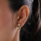AA Hebei Peridot (Pear and Rnd) Drop Earrings (with Push Back) in Platinum Overlay Sterling Silver 2.89 Ct.