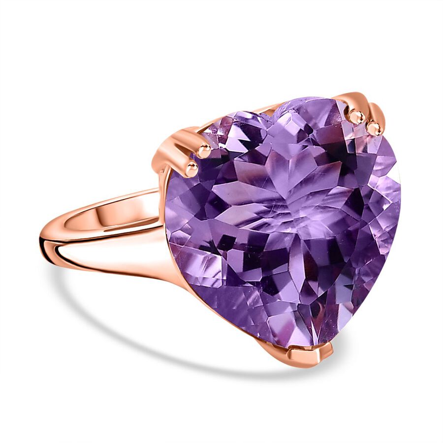 Pink Amethyst  Solitaire Ring in Vermeil RG Sterling Silver 15.00 ct,  Silver Wt. 5.5 Gms  17.010  Ct.
