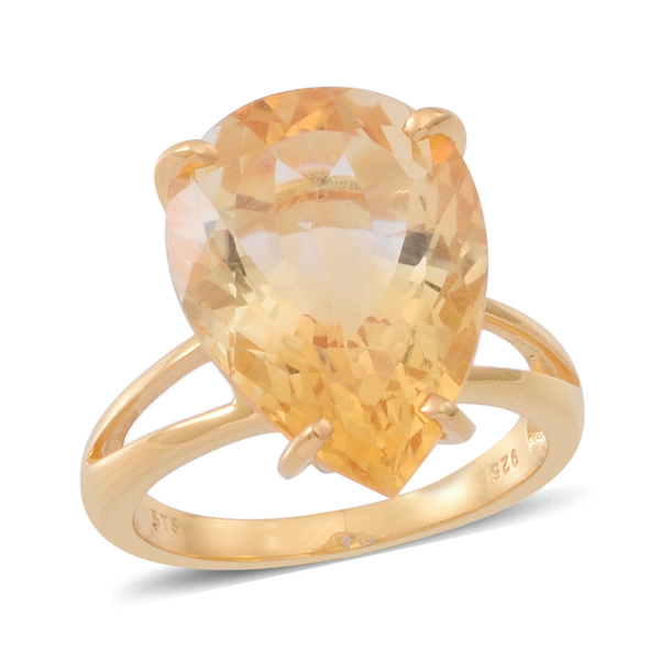AAA Brazilian Citrine (Pear) Solitaire Ring in 14K Gold Overlay Sterling Silver 8.500 Ct.