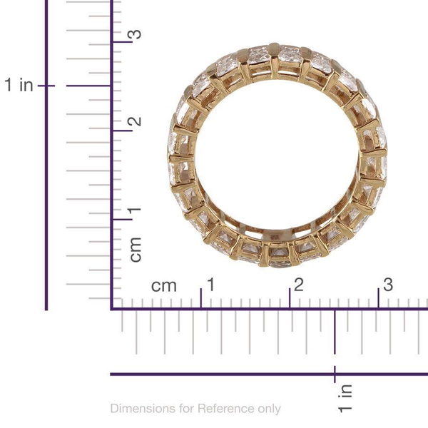 Lustro Stella - 14K Gold Overlay Sterling Silver (Bgt) Full Eternity Ring Made with Finest CZ