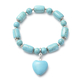Blue Howlite Heart Charm Beads Bracelet (Size - 7 Stretchable) 122.00 Ct.