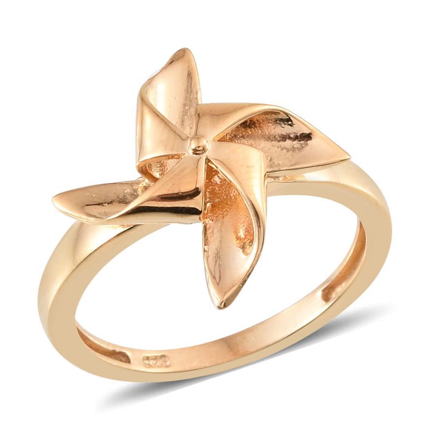 14K Gold Overlay Sterling Silver Origami Windmill Ring, Silver wt 2.97 Gms.