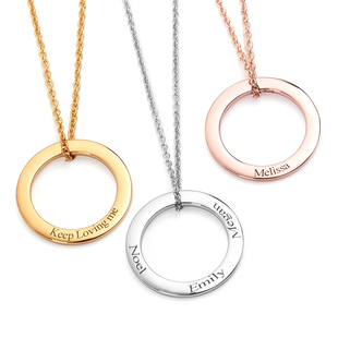 Personalised Engraved Circle Necklace, Size 20"