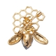 Simulated Champagne Diamond, Simulated Pearl, Black and White Austrian Crystal Enamelled Honey Bee Brooch in Gold Tone