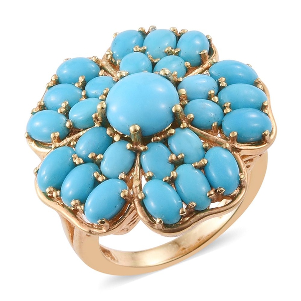 Arizona Sleeping Beauty Turquoise (Rnd) Floral Ring in 14K Gold Overlay Sterling Silver 6.000 Ct. Si