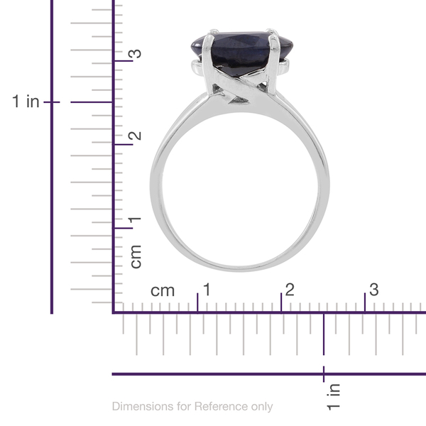 Blue Sapphire (Ovl) Solitaire Ring in Rhodium Plated Sterling Silver 6.250 Ct.