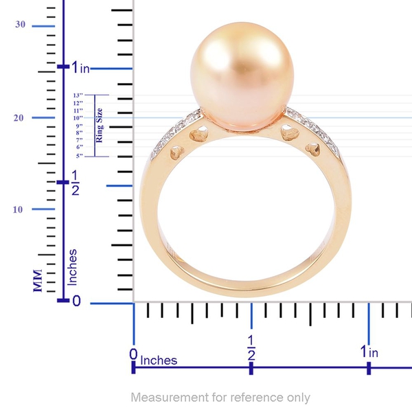 ILIANA 18K Yellow Gold AAA South Sea Golden Pearl (Baroque 10-10.5mm), Diamond (SI/G-H) Ring