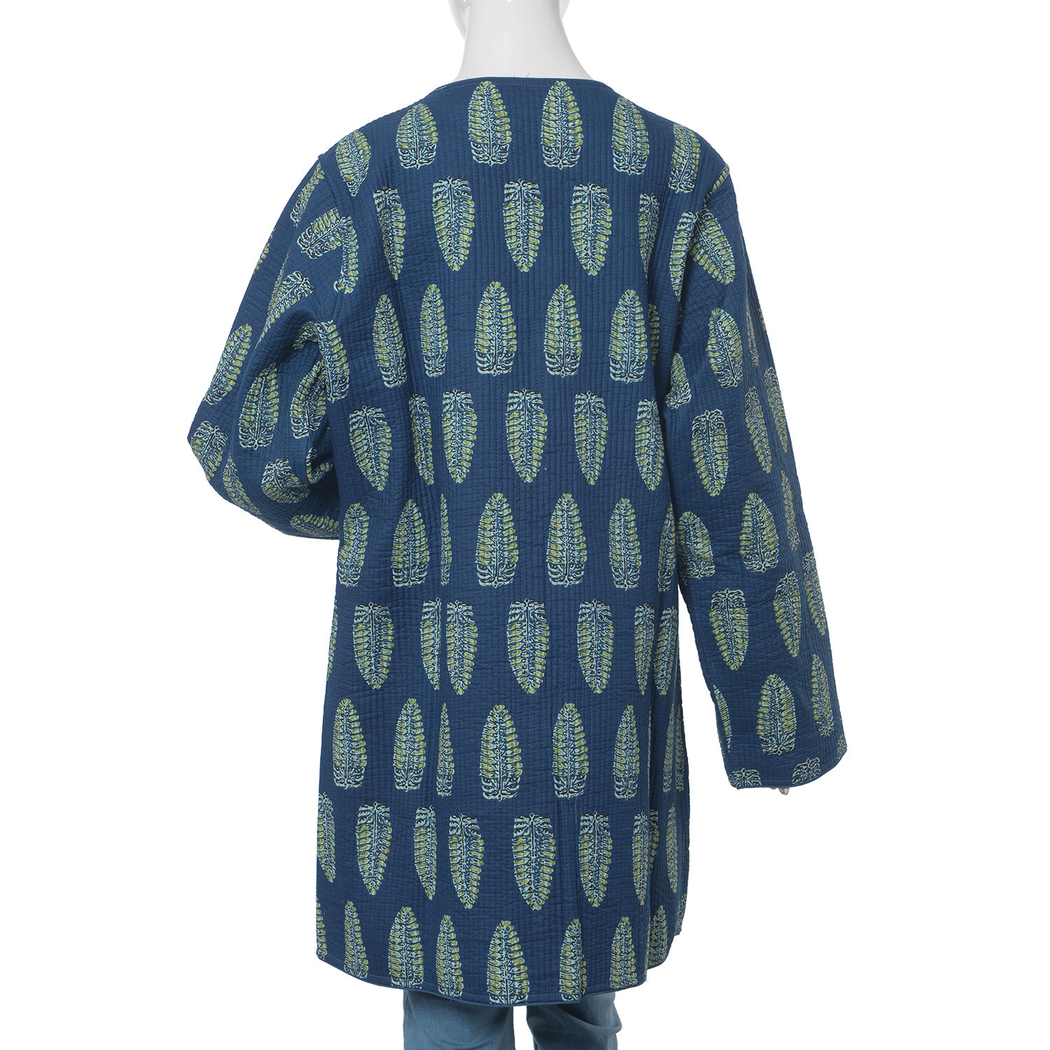 100% Cotton Blue Colour Quilted Reversible Jacket (Size 126x89 Cm, XL/XXL)