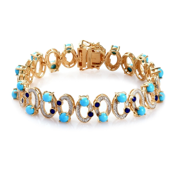 Arizona Sleeping Beauty Turquoise Enamelled Infinity Bracelet (Size 7) in 14K Gold Overlay Sterling 