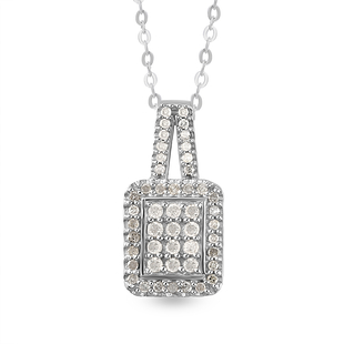 Diamond (Rnd) Pendant With Chain (Size 20) in Platinum Overlay Sterling Silver 0.34 Ct.