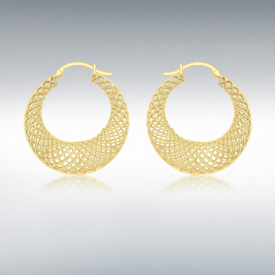 Close Out Deal 9K Y Gold Mesh Creole Hoop Earrings