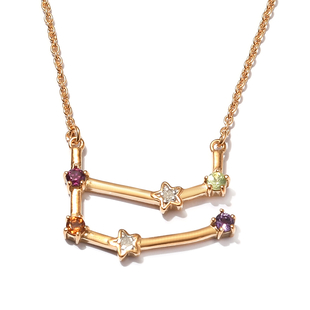 Diamond and Multi Gemstones Necklace (Size - 20 with 2 inch Extender ) in 14K Gold Overlay Sterling 