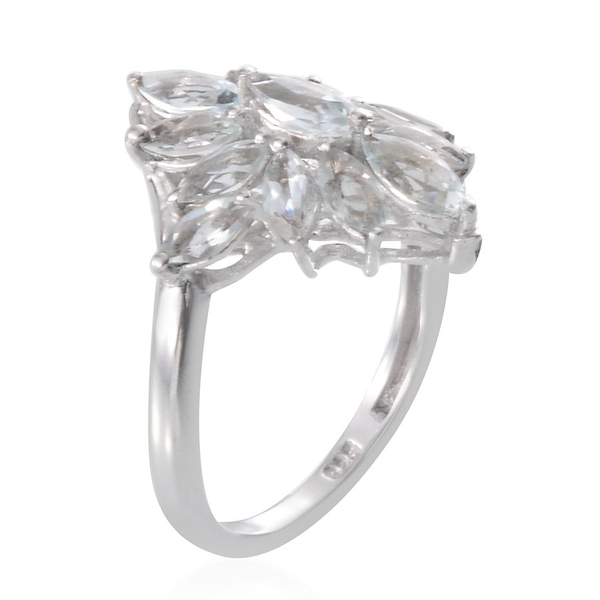 Espirito Santo Aquamarine (Mrq) Ring in Platinum Overlay Sterling Silver 2.250 Ct.