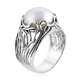 Royal Bali Collection - Mabe White Pearl (Rnd 14-15 mm) Ring in Sterling Silver